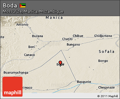Shaded Relief Panoramic Map of Boda