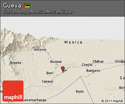 Shaded Relief Panoramic Map of Gueva