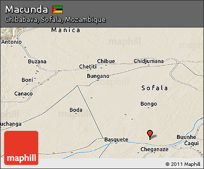 Shaded Relief Panoramic Map of Macunda