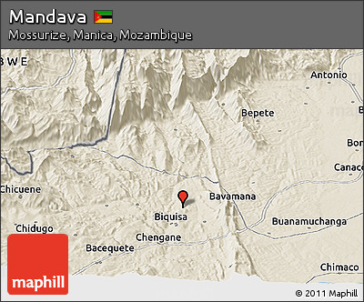 Shaded Relief Panoramic Map of Mandava