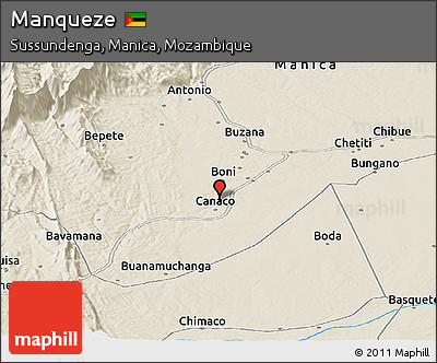 Shaded Relief Panoramic Map of Manqueze