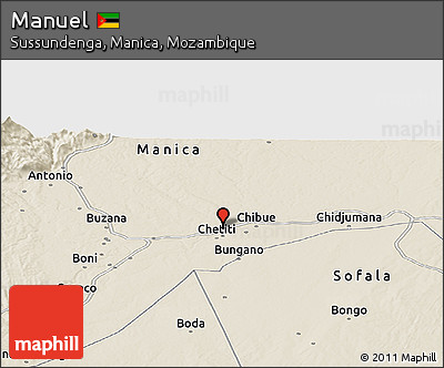 Shaded Relief Panoramic Map of Manuel