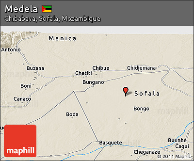 Shaded Relief Panoramic Map of Medela