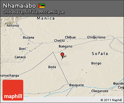 Shaded Relief Panoramic Map of Nhamaiabo