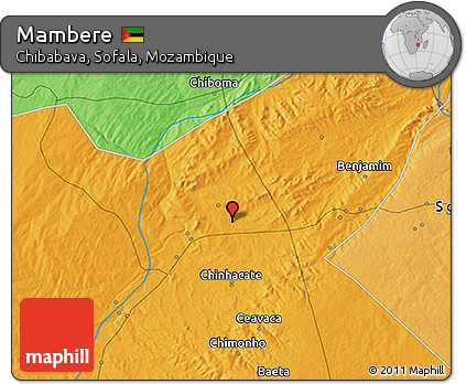 Political 3D Map of Mambere