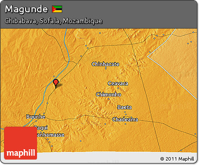 Political 3D Map of Magunde
