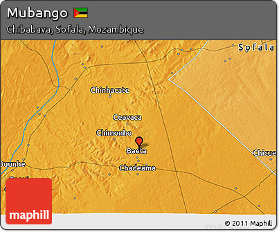 Political 3D Map of Mubango