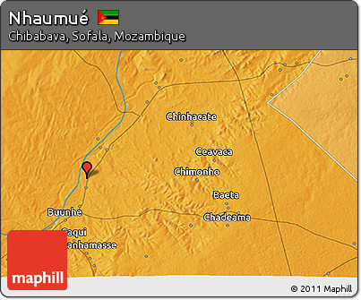 Political 3D Map of Nhaumué