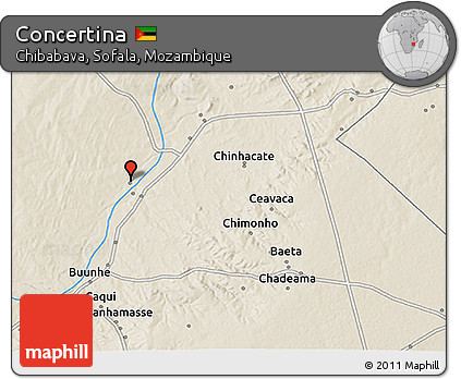 Shaded Relief 3D Map of Concertina