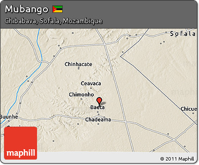 Shaded Relief 3D Map of Mubango