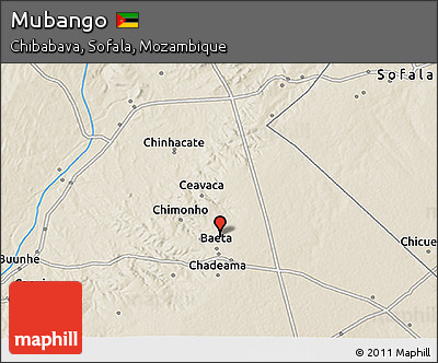 Shaded Relief 3D Map of Mubango