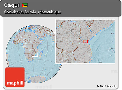 Gray Location Map of Caqui, hill shading