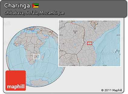 Gray Location Map of Charinga, hill shading