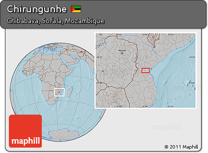 Gray Location Map of Chirungunhe, hill shading