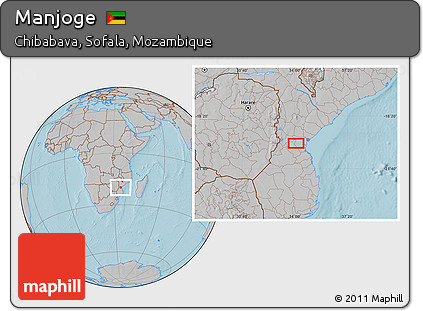 Gray Location Map of Manjoge, hill shading