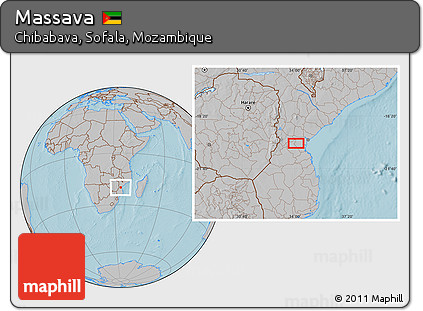 Gray Location Map of Massava, hill shading