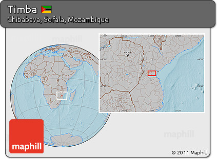 Gray Location Map of Timba, hill shading