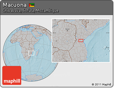 Gray Location Map of Macuona, hill shading