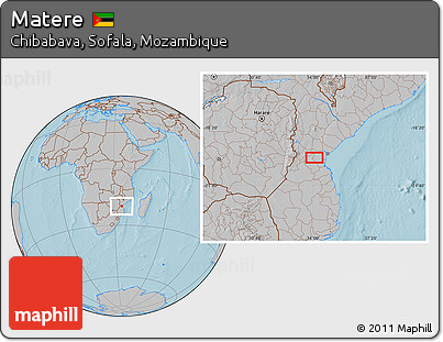 Gray Location Map of Matere, hill shading