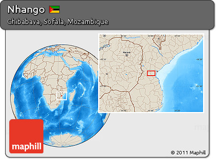 Shaded Relief Location Map of Nhango