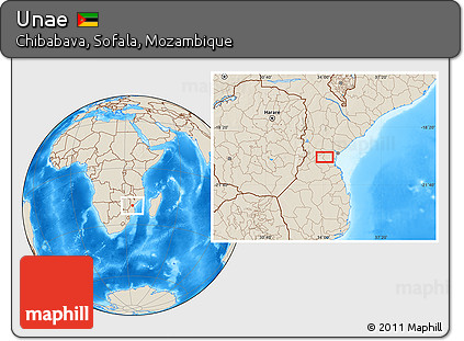 Shaded Relief Location Map of Unae