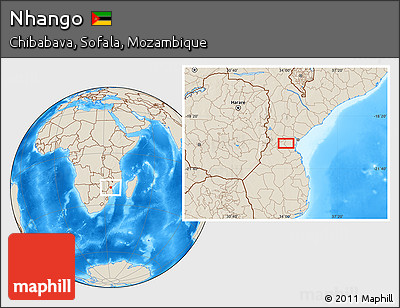 Shaded Relief Location Map of Nhango