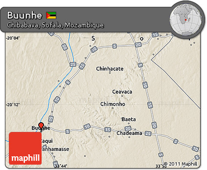 Shaded Relief Map of Buunhe