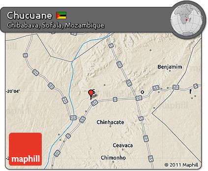 Shaded Relief Map of Chucuane