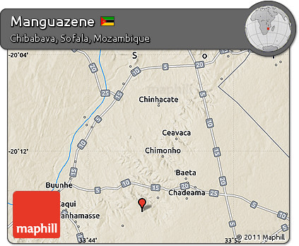 Shaded Relief Map of Manguazene