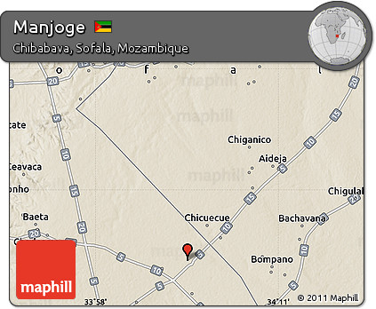 Shaded Relief Map of Manjoge