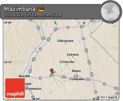 Shaded Relief Map of Mazimbana