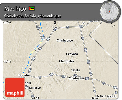 Shaded Relief Map of Mechiço