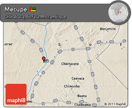 Shaded Relief Map of Mecupe