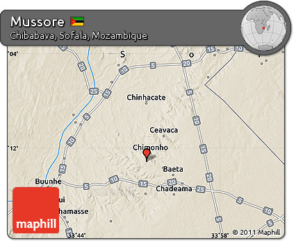 Shaded Relief Map of Mussore