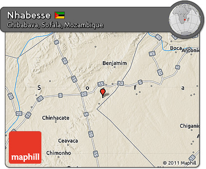 Shaded Relief Map of Nhabesse