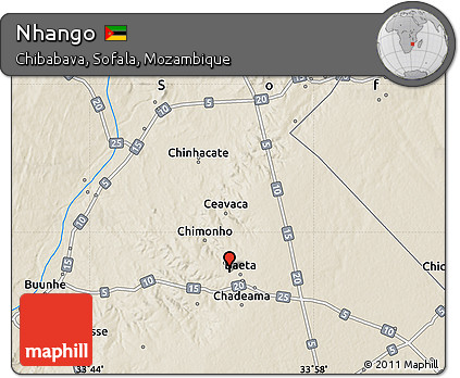 Shaded Relief Map of Nhango