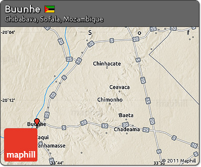 Shaded Relief Map of Buunhe
