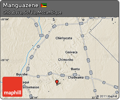 Shaded Relief Map of Manguazene