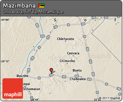 Shaded Relief Map of Mazimbana
