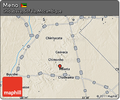 Shaded Relief Map of Meno