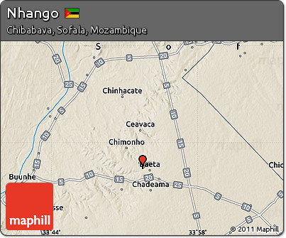 Shaded Relief Map of Nhango