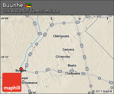 Shaded Relief Map of Buunhe