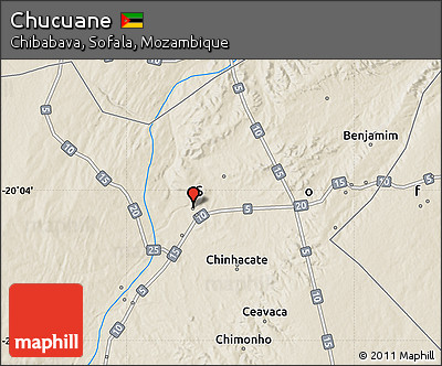 Shaded Relief Map of Chucuane