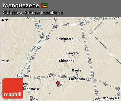 Shaded Relief Map of Manguazene