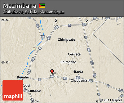 Shaded Relief Map of Mazimbana