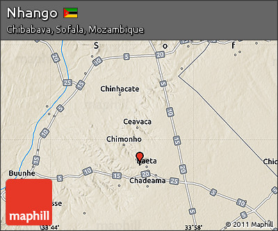 Shaded Relief Map of Nhango