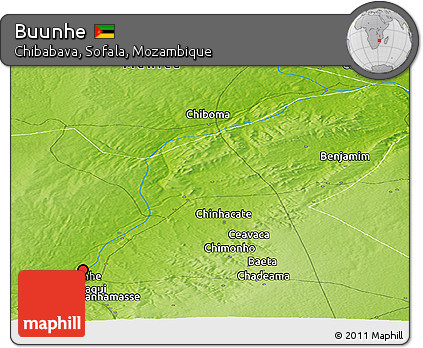 Physical Panoramic Map of Buunhe