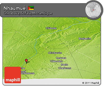 Physical Panoramic Map of Nhaumué
