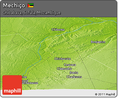 Physical Panoramic Map of Mechiço