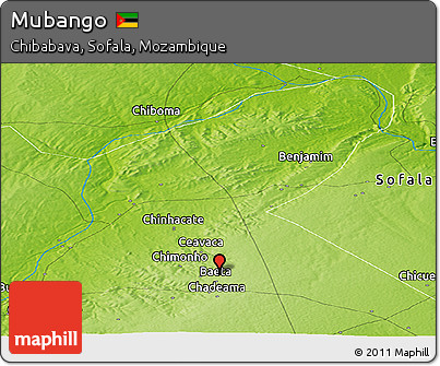 Physical Panoramic Map of Mubango